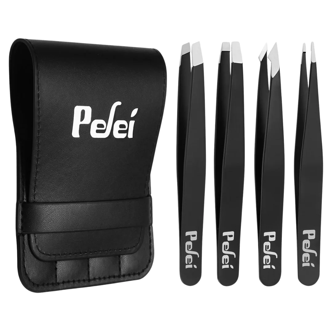 4-Piece Pefei Professional Stainless Steel Tweezer Set