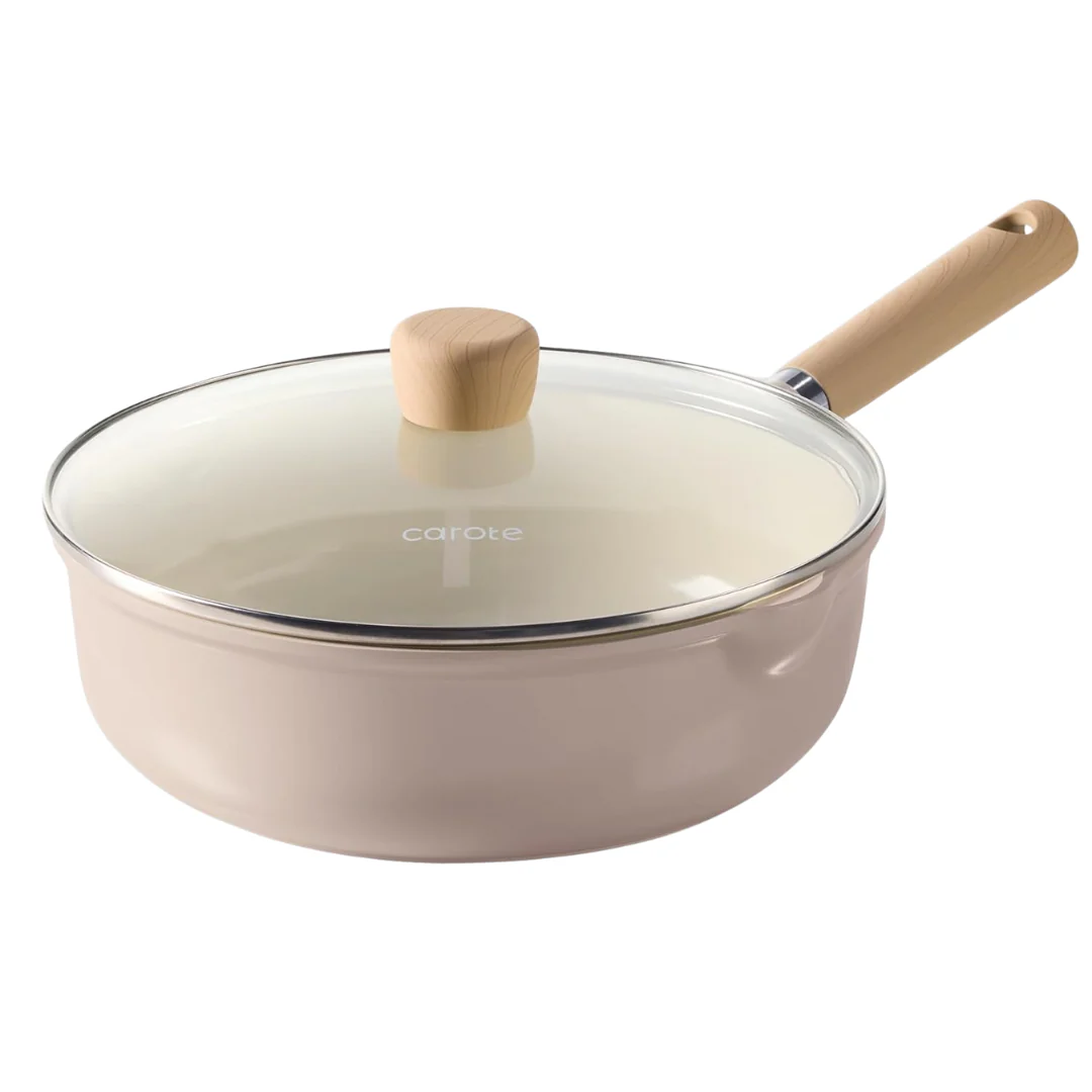 4 QT Carote Ceramic Nonstick Frying Pan Skillet With Lid