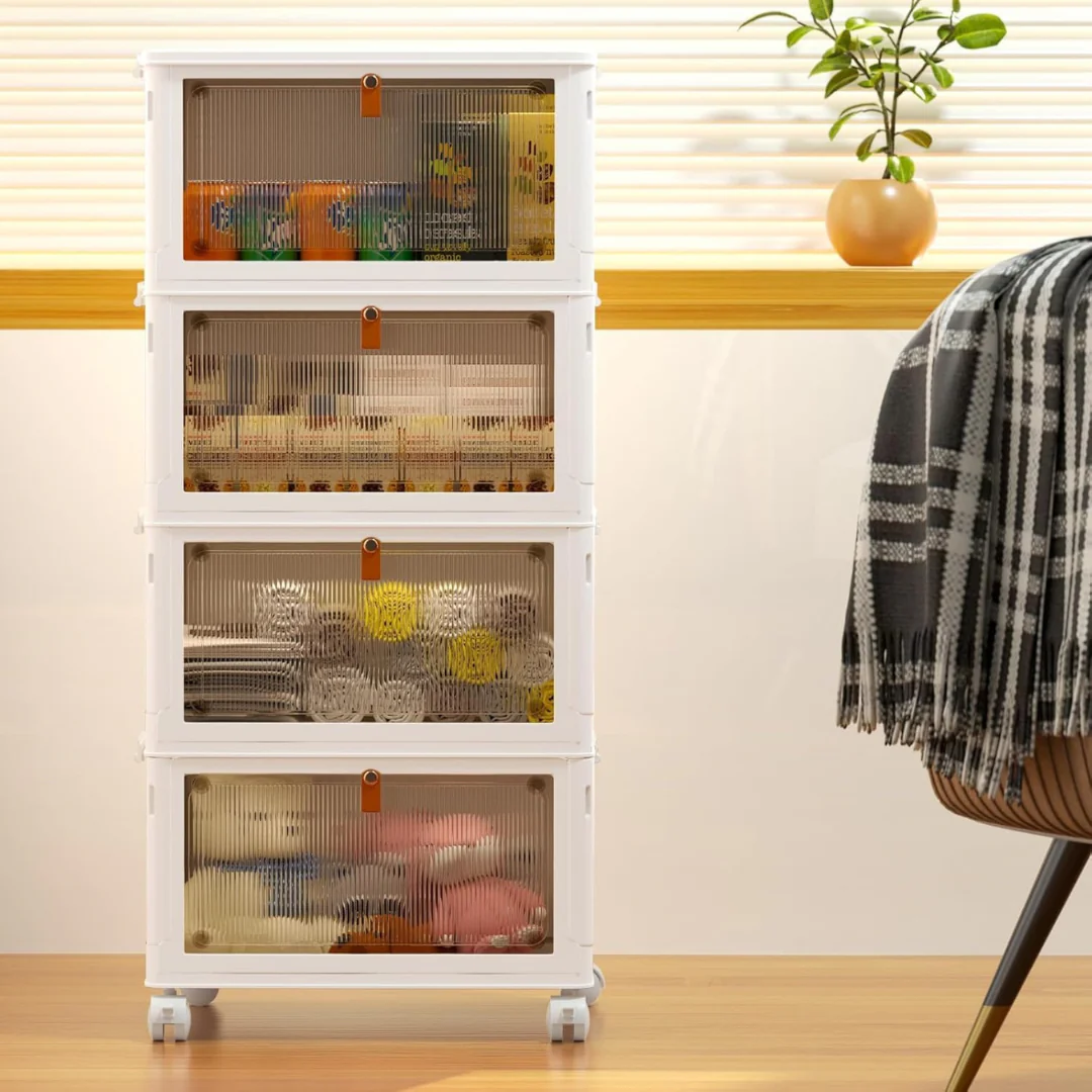 4-Tier 23-Qt Plastic Storage Containers With Lid & Wheels