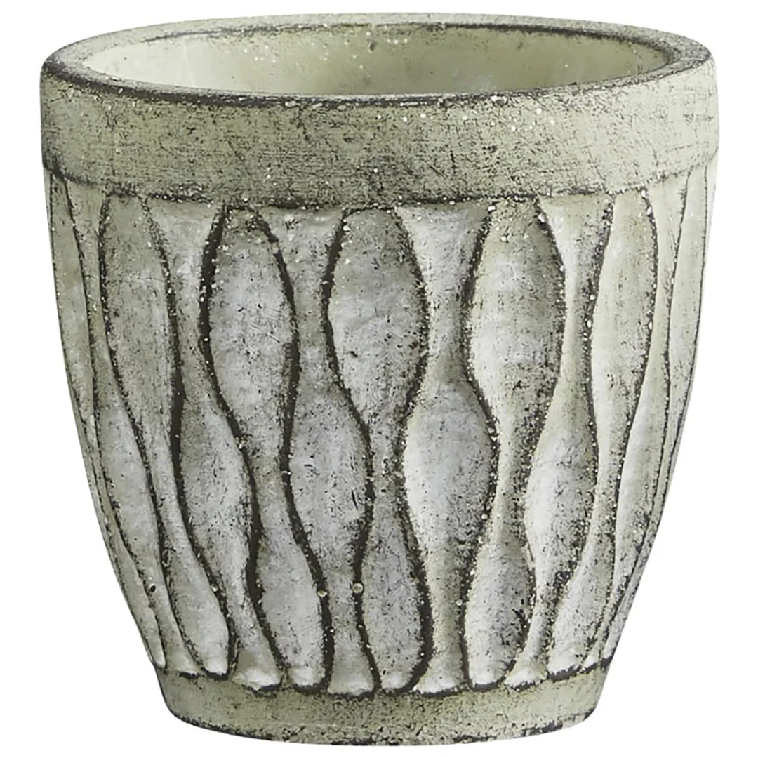 47th & Main Textured Round Cement Flowers Stylish Planter