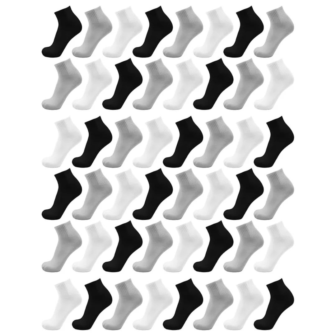 48-Pairs of Winterlace Men's Quarter Ankle Socks (Gray or White, One Size)