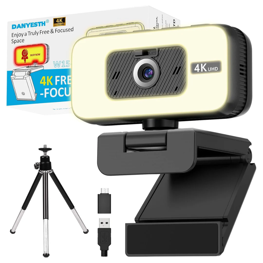 4K AI Autofocus Webcam With Fill Light & Privacy Cover