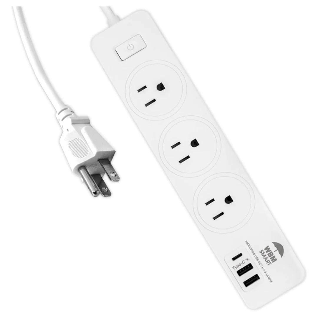 5.9' WBM Smart Power Strip W/ 2 USB-A & 1 USB-C Ports