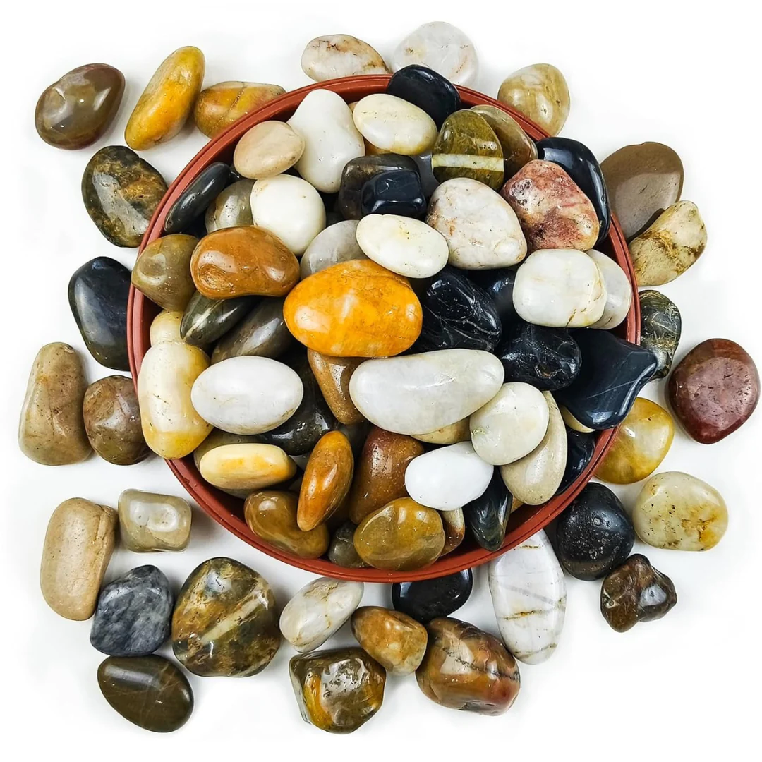 5 LB Natural Decorative Polished Mixed River Rocks