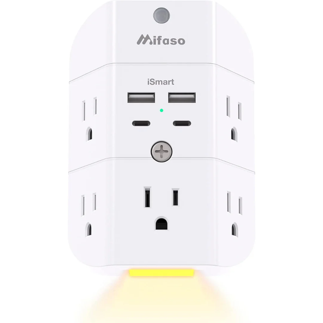 5-Outlet Splitter & 4 USB Ports Surge Protector Outlet Extender