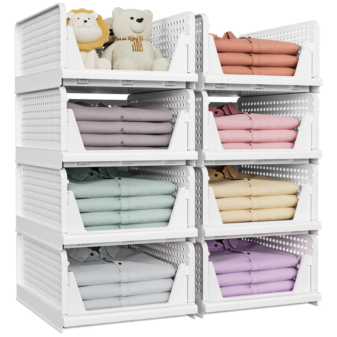 5-Pack Foldable & Stackable Closet Storage Basket