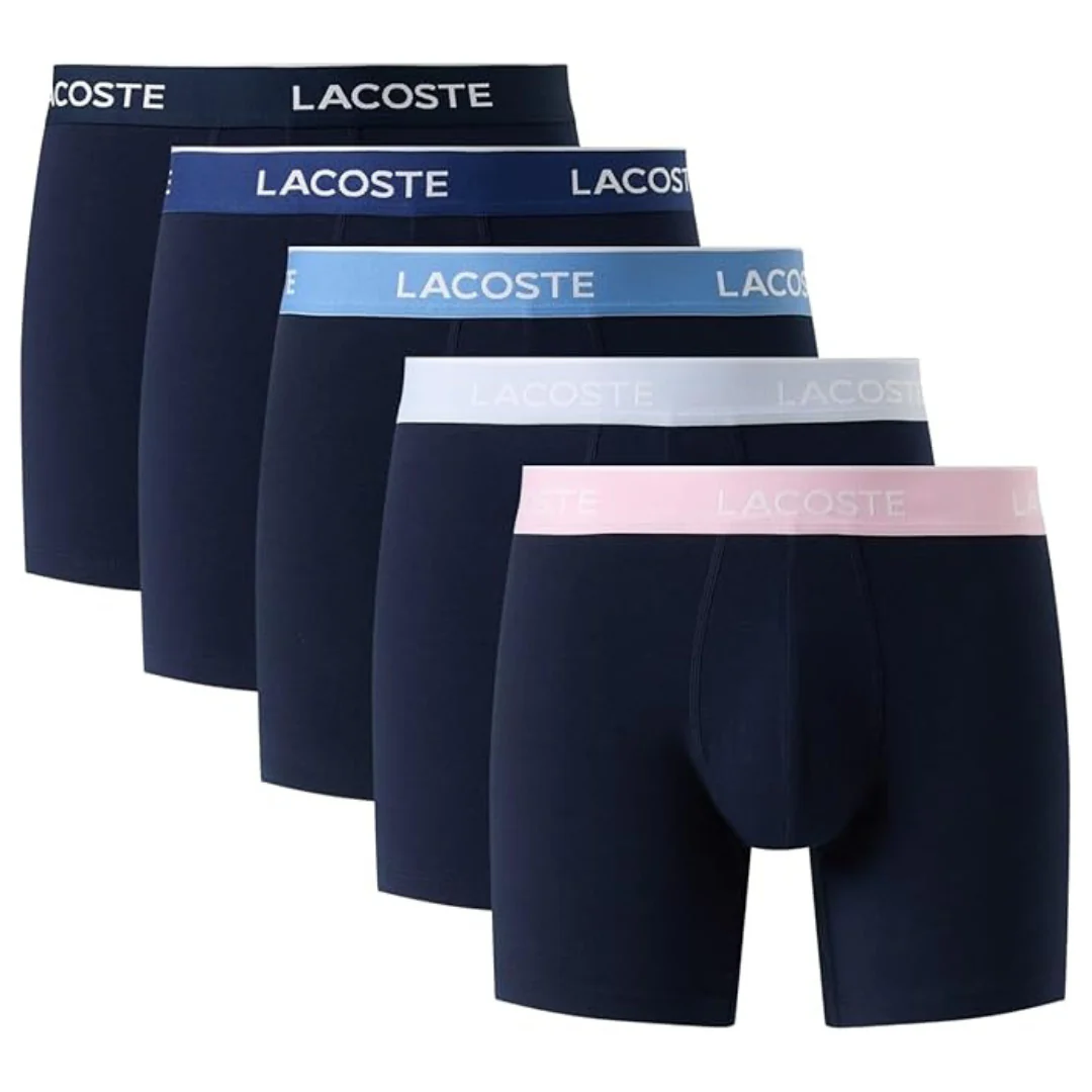 5-Pack Lacoste Men's Cotton Stretch Essentials Boxer Briefs (2 Color Options)