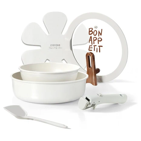 5-Piece Carote Nonstick Cookware Set with Detachable Handle