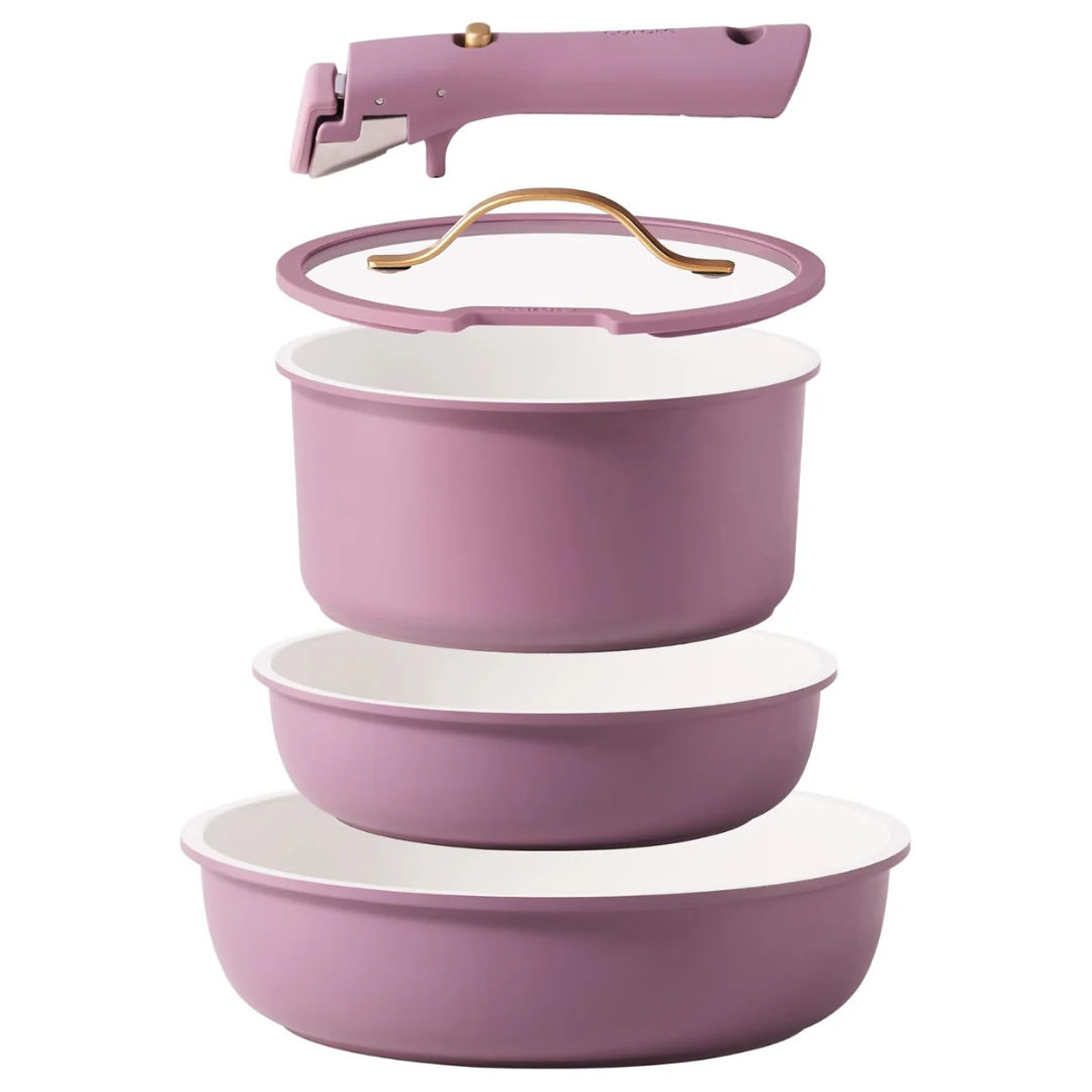 5-Piece Carote Nonstick Pots & Pans Set W/ Detachable Handle