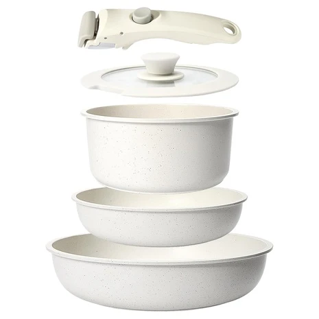 5 Piece Nonstick Cookware Set with Detachable Handles
