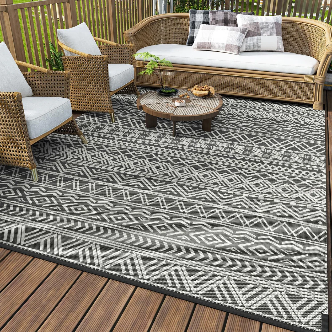 5' x 8' Waterproof Reversible Portable Plastic Straw Outdoor Rug Carpet (Various)