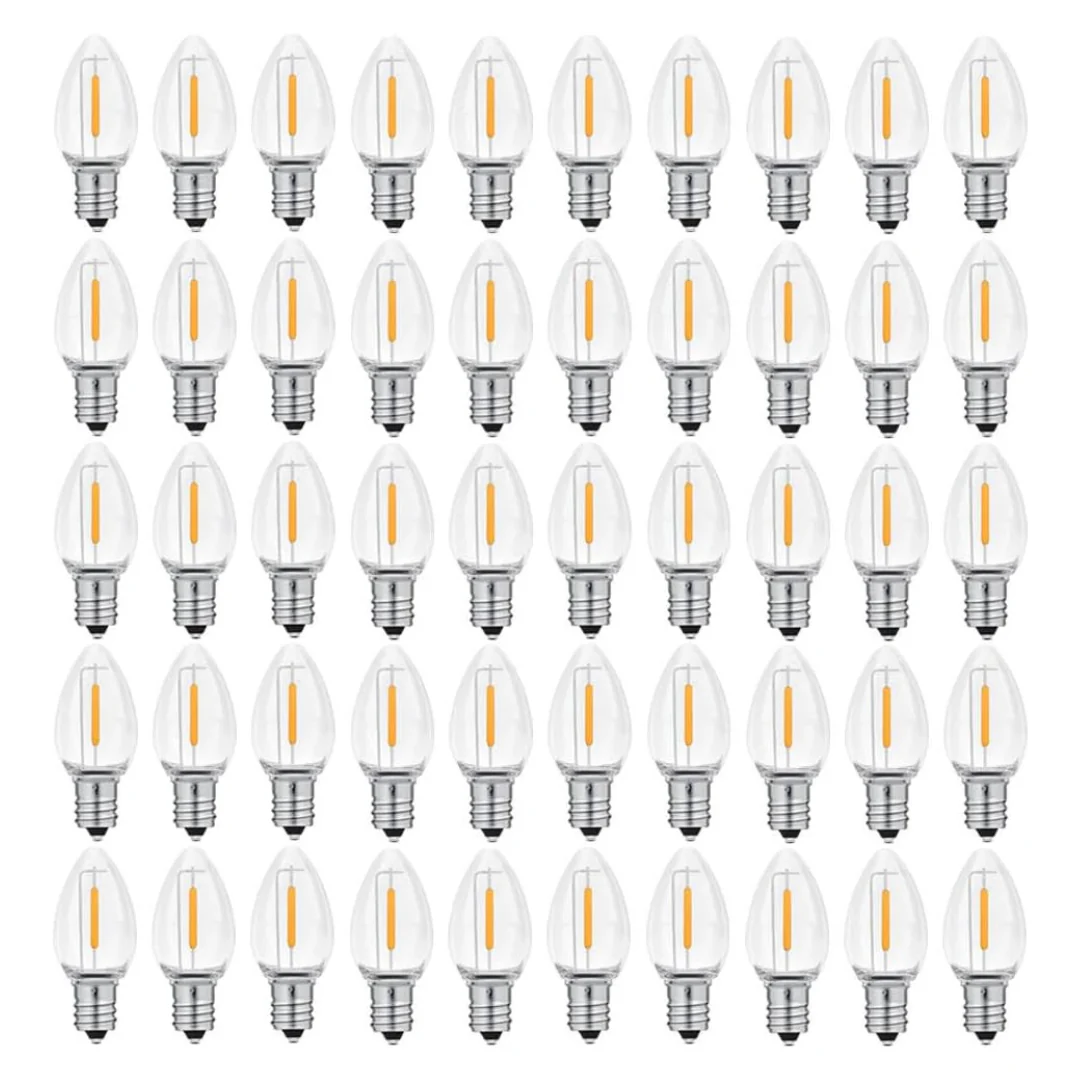 50-Pack C7 Clear Led Replacement Waterproof Light Bulbs