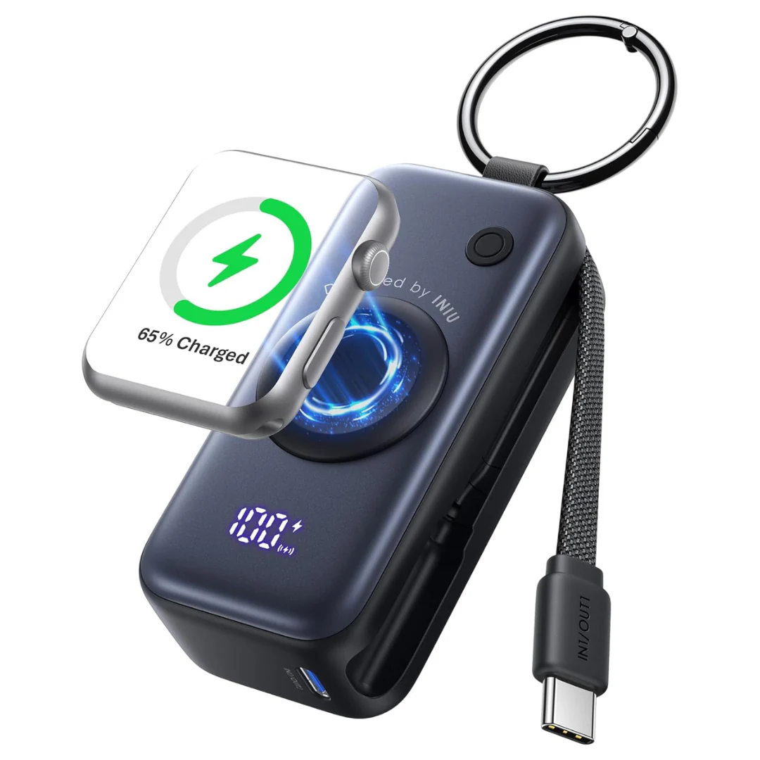 5000mAh INIU Wireless Portable Power Bank W/ Built-in USB-C Cable