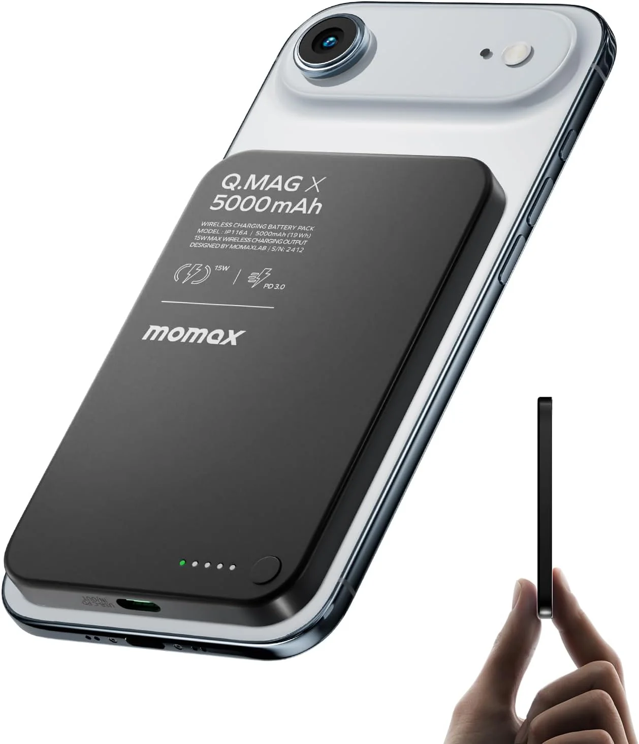 5000mAh Magnetic 0.3" Slim Wireless Power Bank