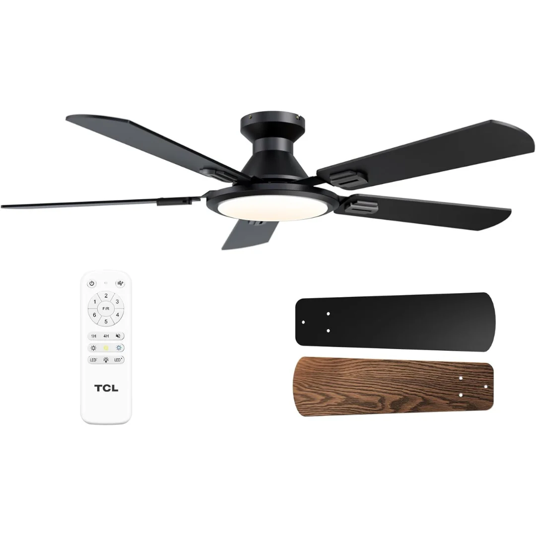 52" Low Profile Ceiling Fan With Light And Remote