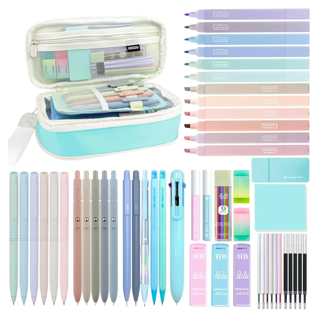 54-Piece Aesthetic School Supplies All-in-One Stationary Set
