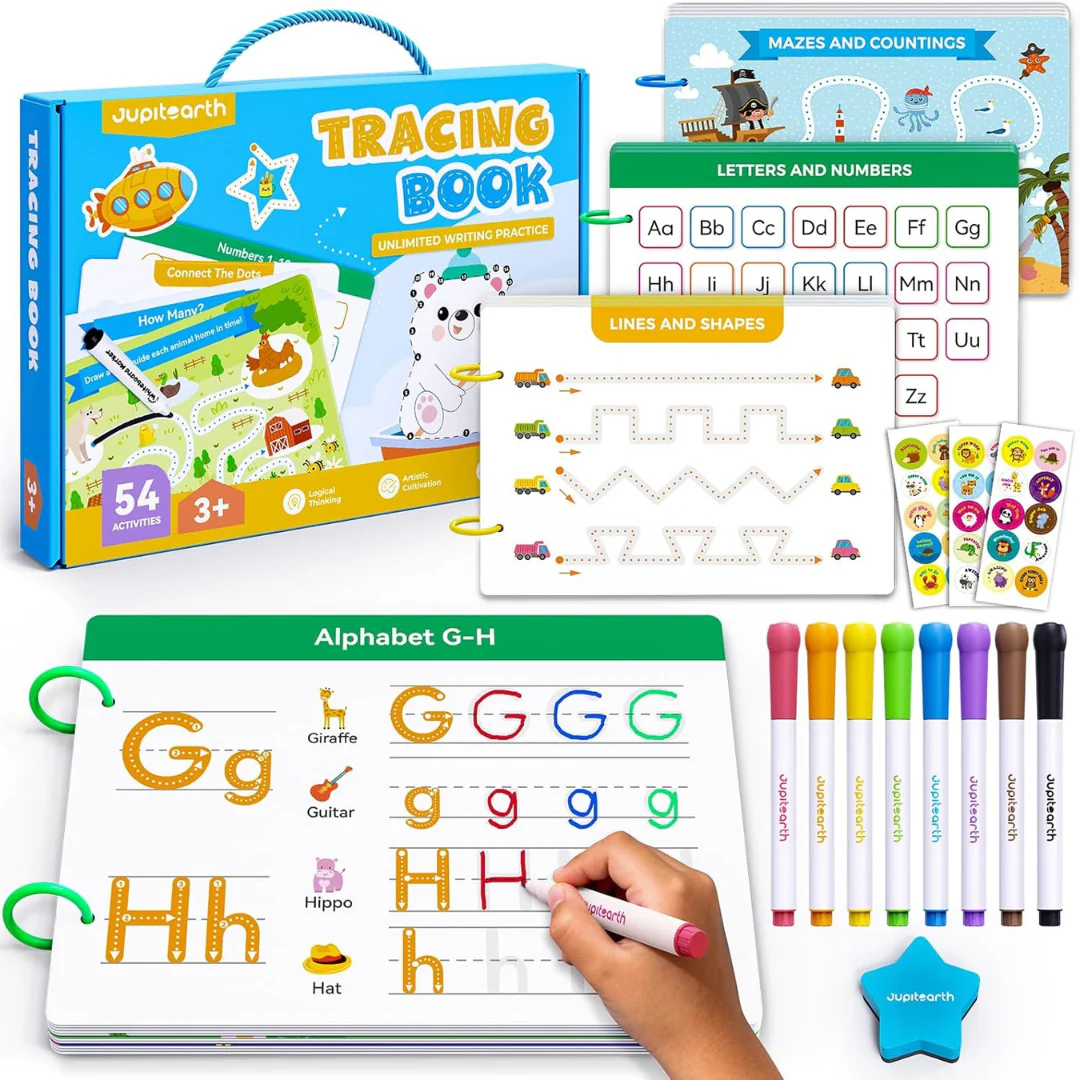 56-Piece Reusable Preschool Learning Activities Kit