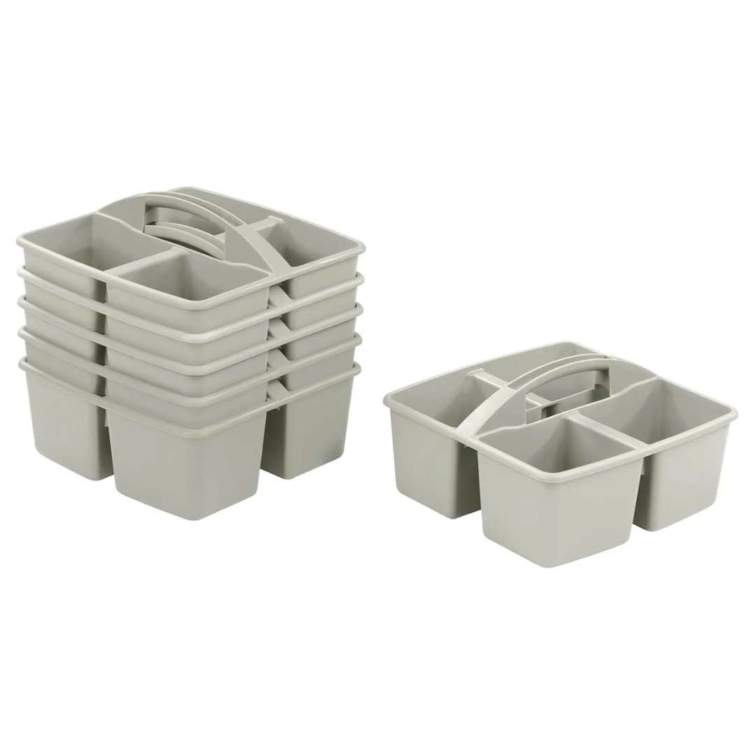 6-Pack ECR4Kids 4-Compartment Medium Caddy Storage Organizers (Grey)