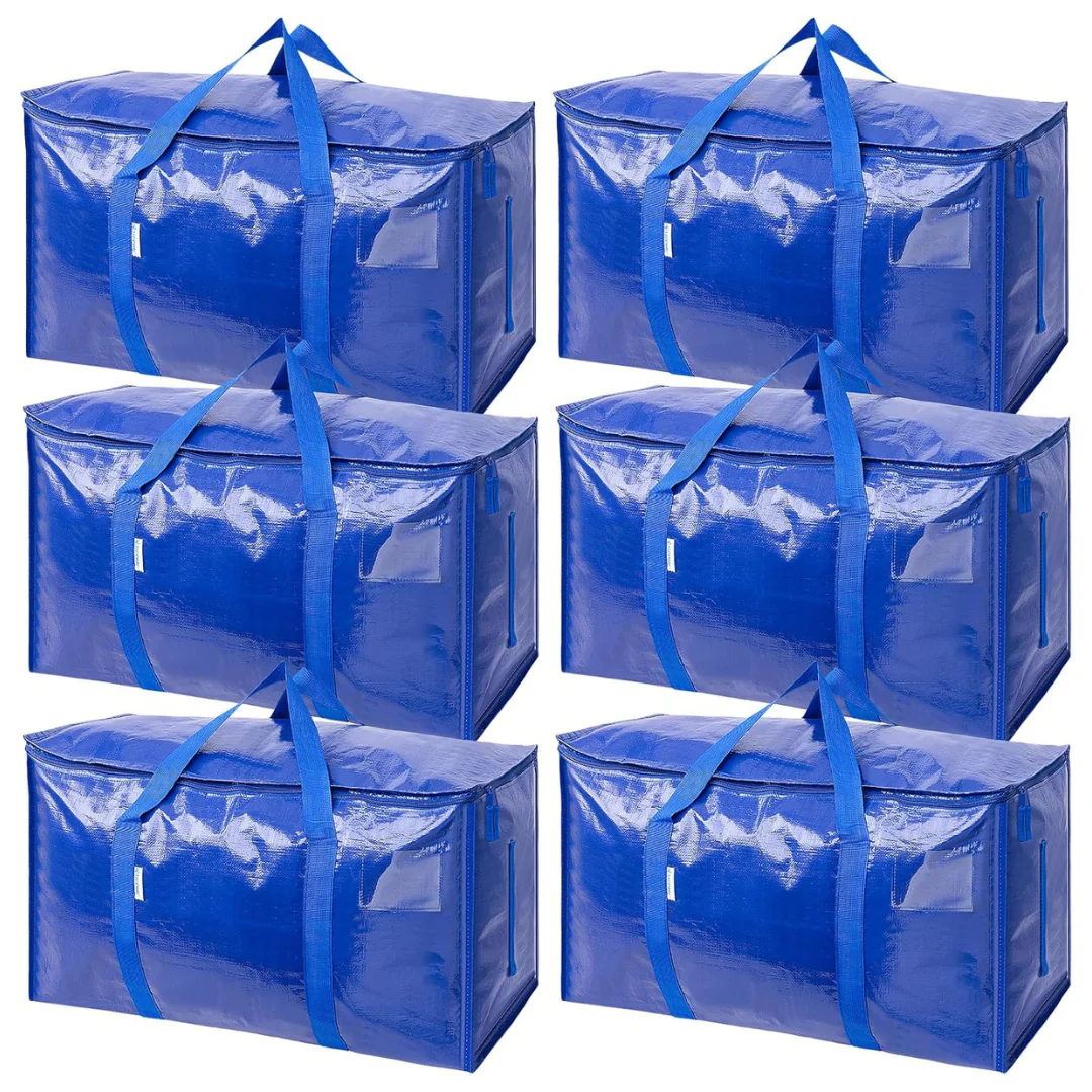 6-Pack Extra Large 18 Gallon Moving Bags With Zippers