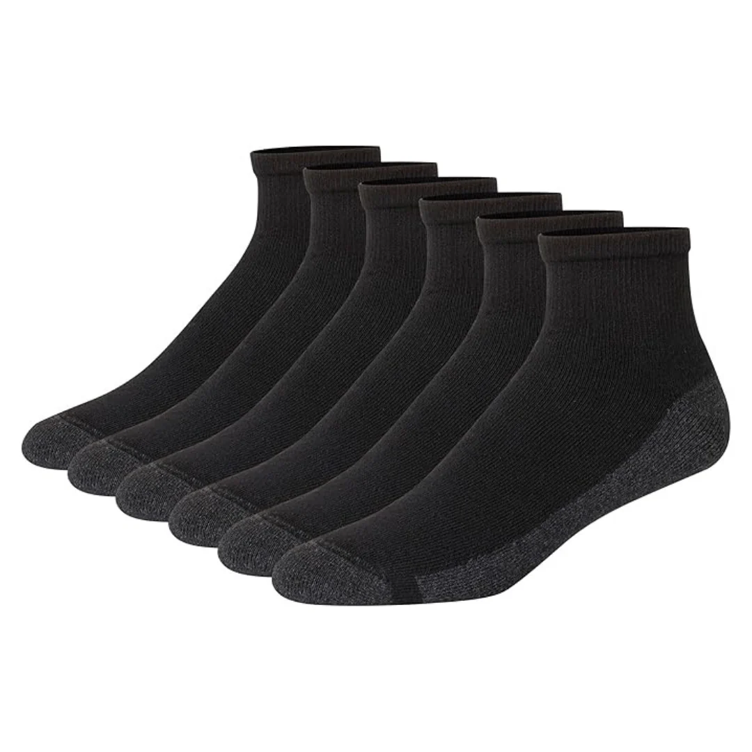6-Pack Hanes Men's Max Cushioned Ankle Socks (6-12, Black/Grey)