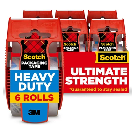 6 Rolls Scotch Heavy Duty Packaging Tape With Dispensers