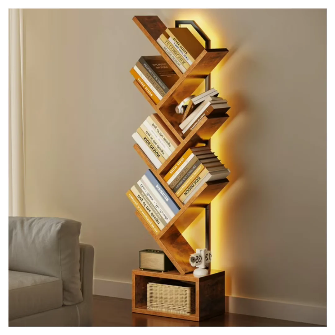 6 Tier Tree Bookshelf With LED Lights