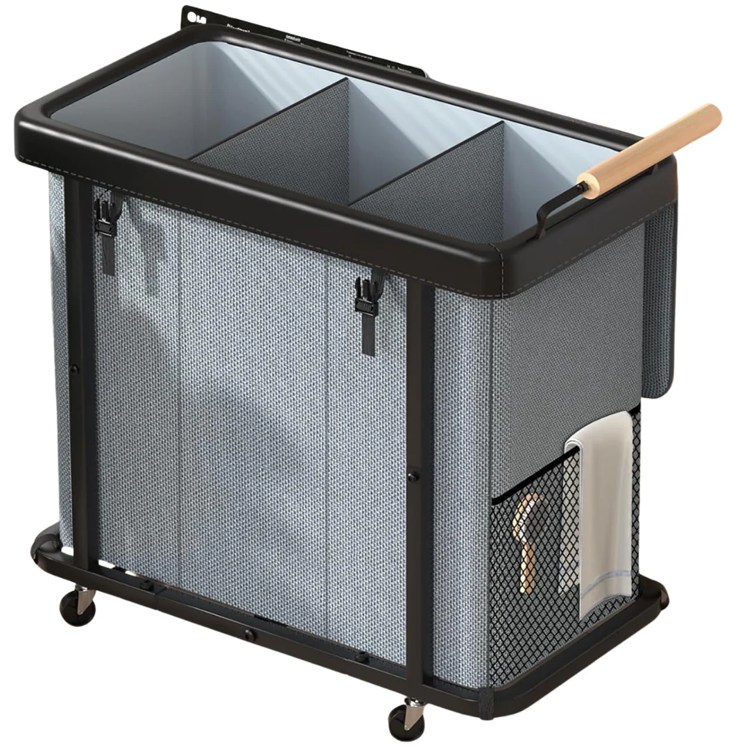 60-Gallon 3-Section Laundry Hamper With Wheels And Handle