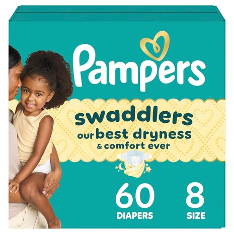 60 Size 8 Pampers Swaddlers Diapers
