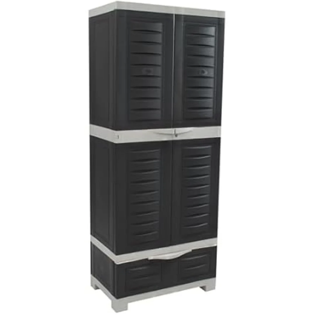 72"H Sunnydaze Resin Garage Storage Cabinet with Doors & Shelves