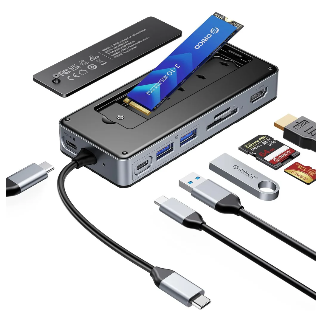 8-in-1 USB-C Docking Station Hub With M.2 SSD Enclosure