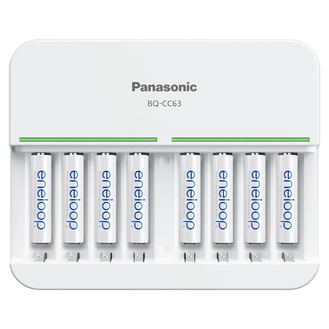 8-Position Rechargeable Battery Charger With 8-AAA Batteries