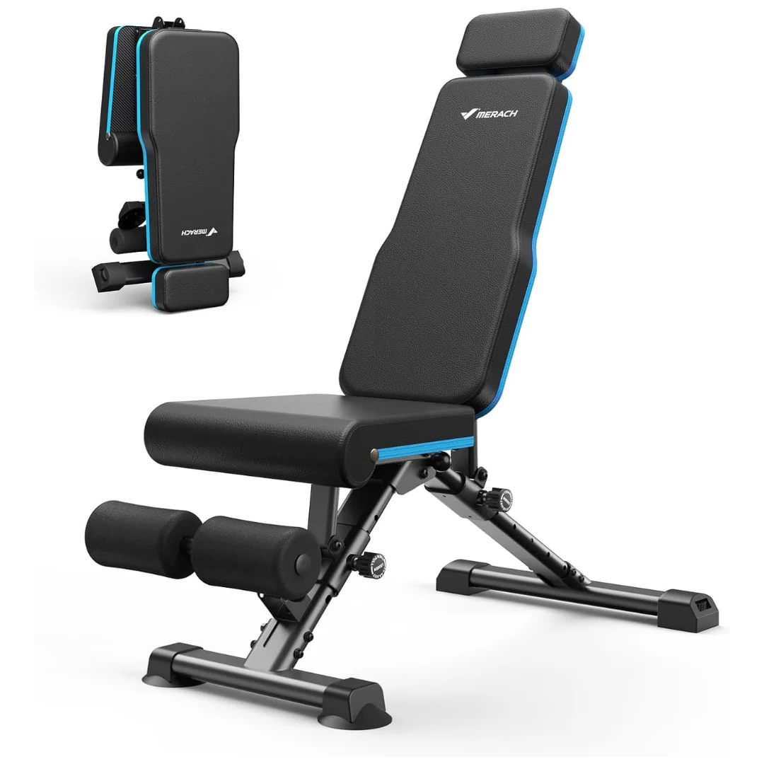 990LBS Adjustable Utility Weight Bench With Extended Head Support