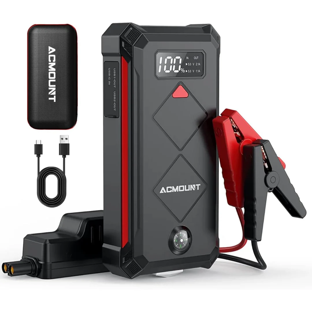 Acmount 5000A 12V Car Jump Starter W/ 20000mAh Power Bank