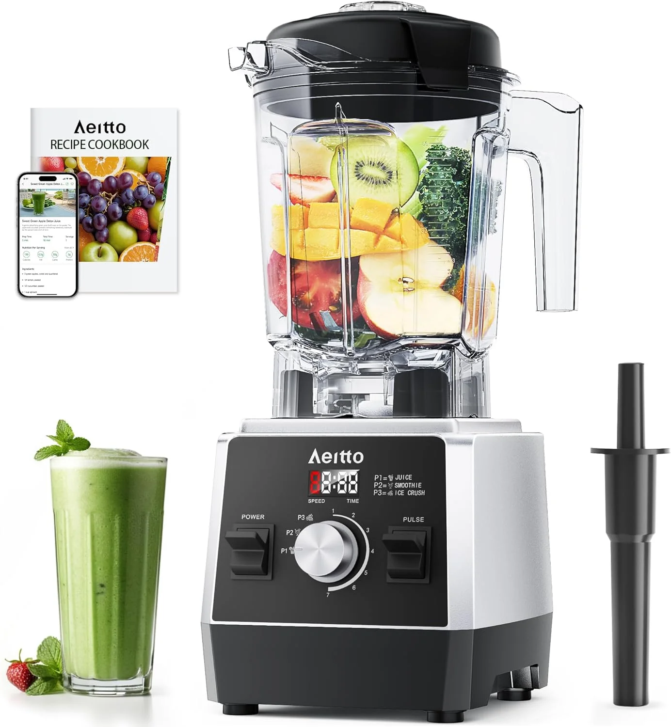Aeitto 1800W 68-Oz Capacity Professional Countertop Blender