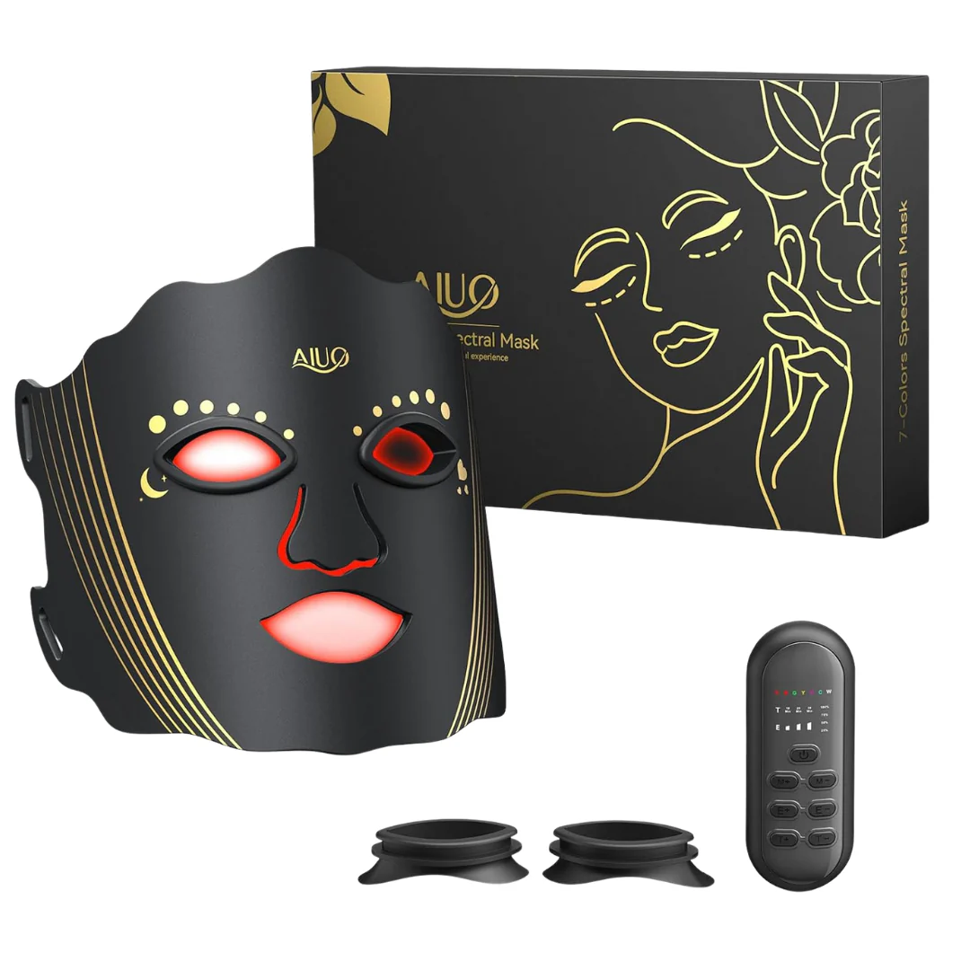 AIUO Red Light Therapy LED Face Mask With Rechargeable Remote