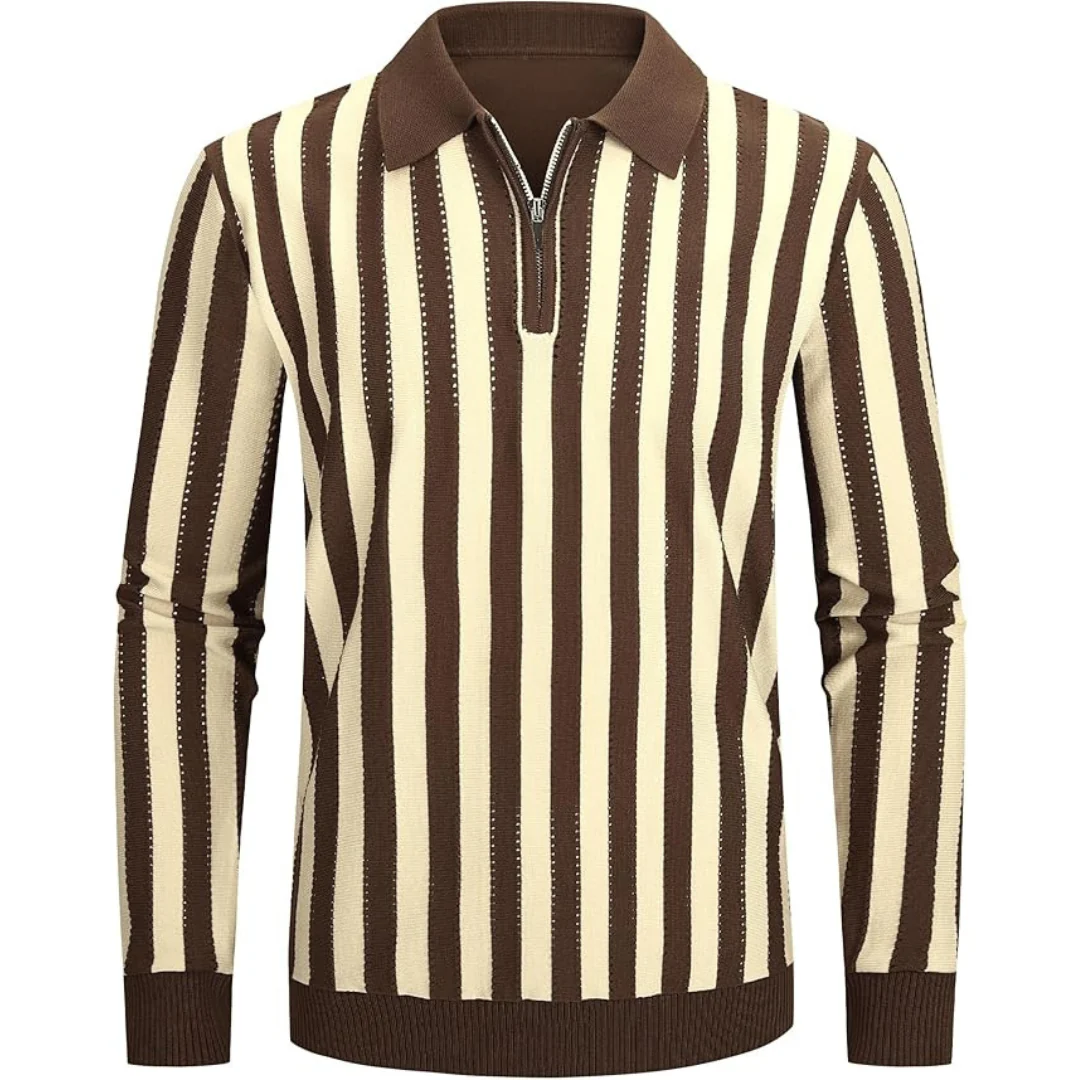 Alex Vando Men's Knit Long Sleeve Polo Shirts