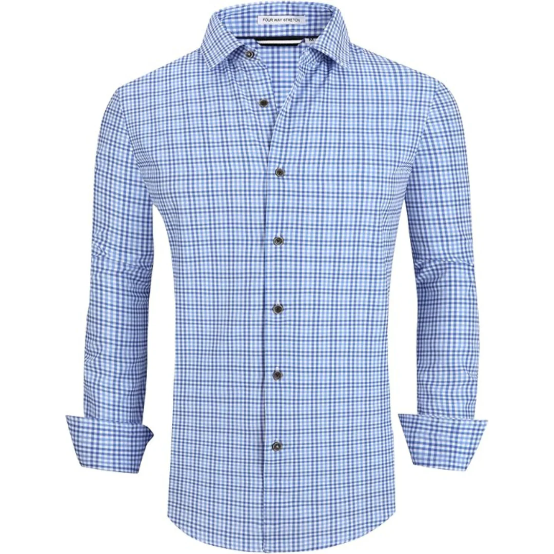 Alex Vando Men's Wrinkle Free 4-Way Stretch Casual Shirts