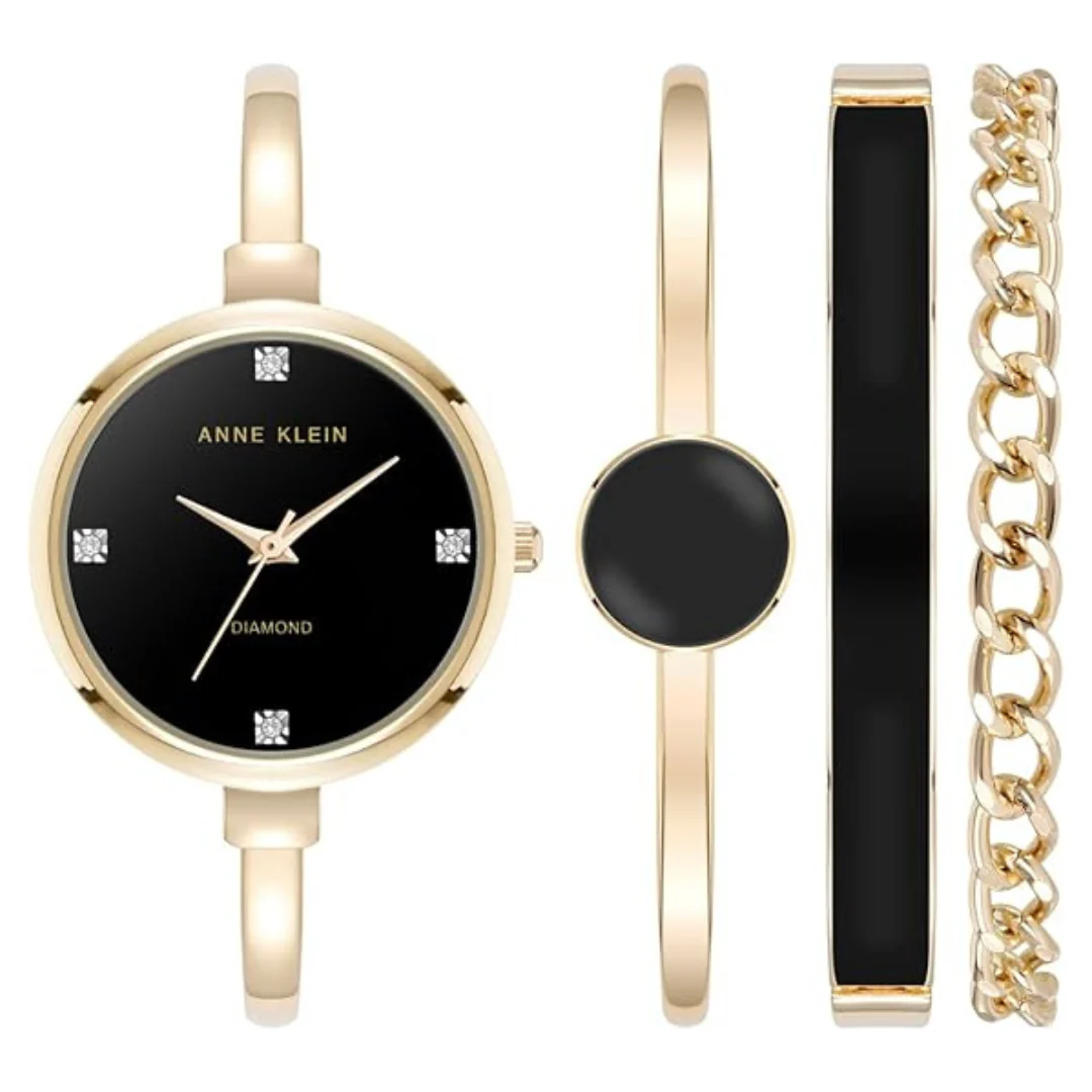 Anne Klein Women's Diamond Accented Watch & Bracelet Set