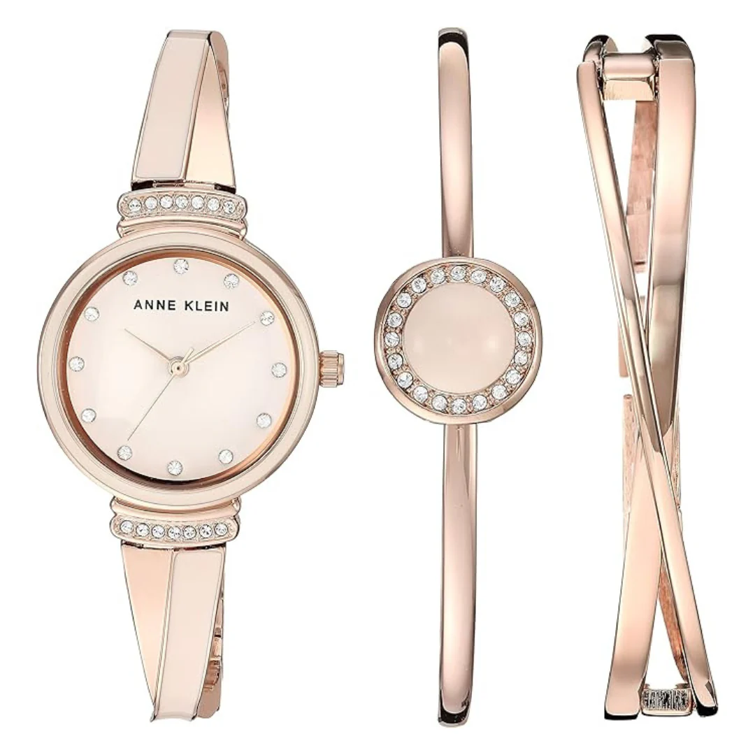 Anne Klein Women's Premium Crystal Accented Watch And Bangle Set