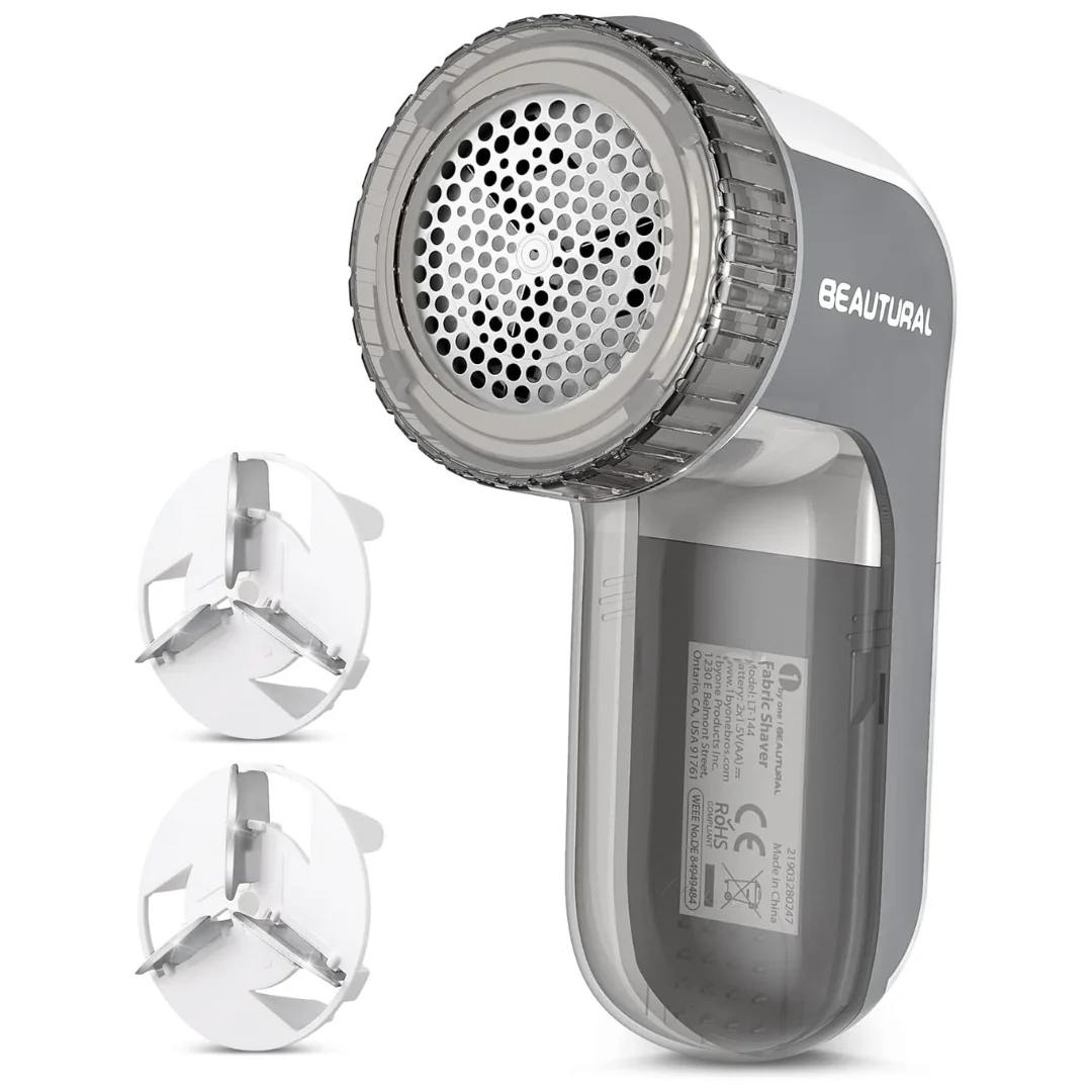 Beautural Battery Operated Fabric Shaver And Lint Remover (Gray)