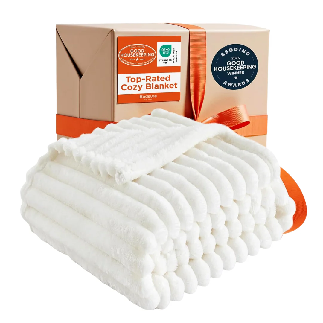 Bedsure 50" x 60" Super Soft Cozy White Throw Blanket