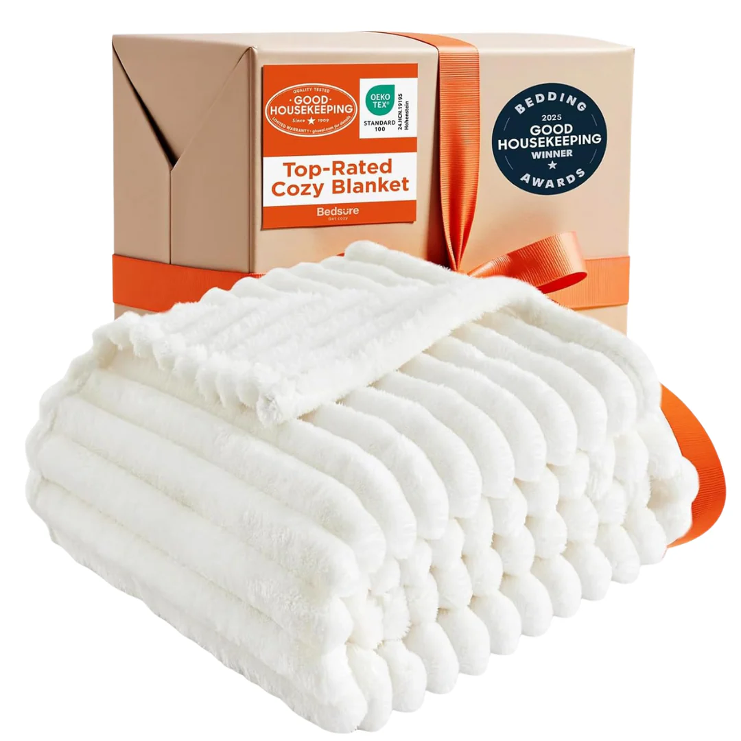 Bedsure 50" x 60" Super Soft Cozy White Throw Blanket