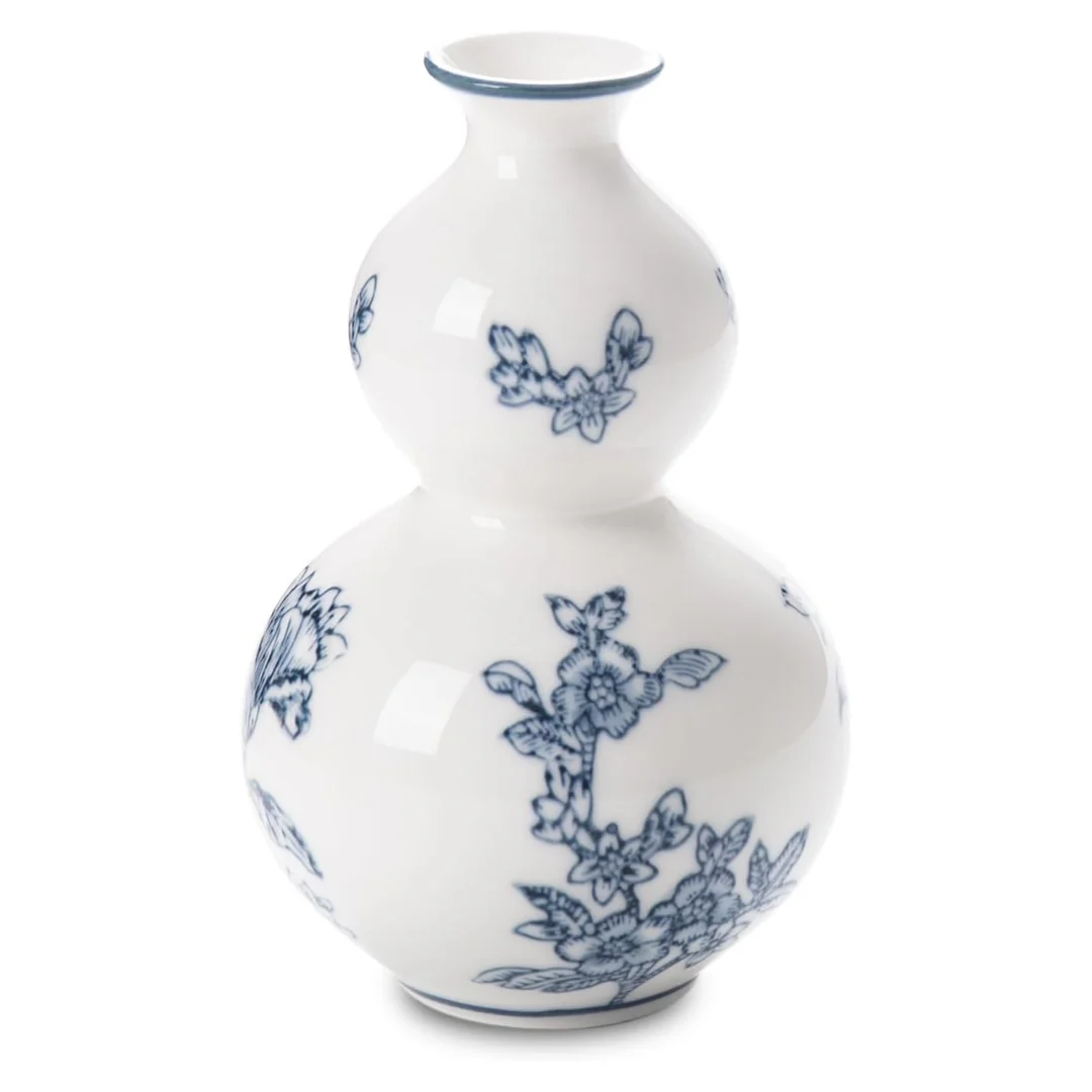 Blue and White Ceramic Chinoiserie Small Vase