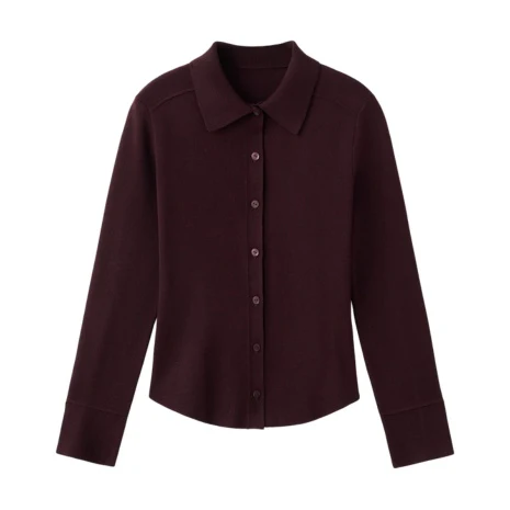 Caridgan with Shirt Collar