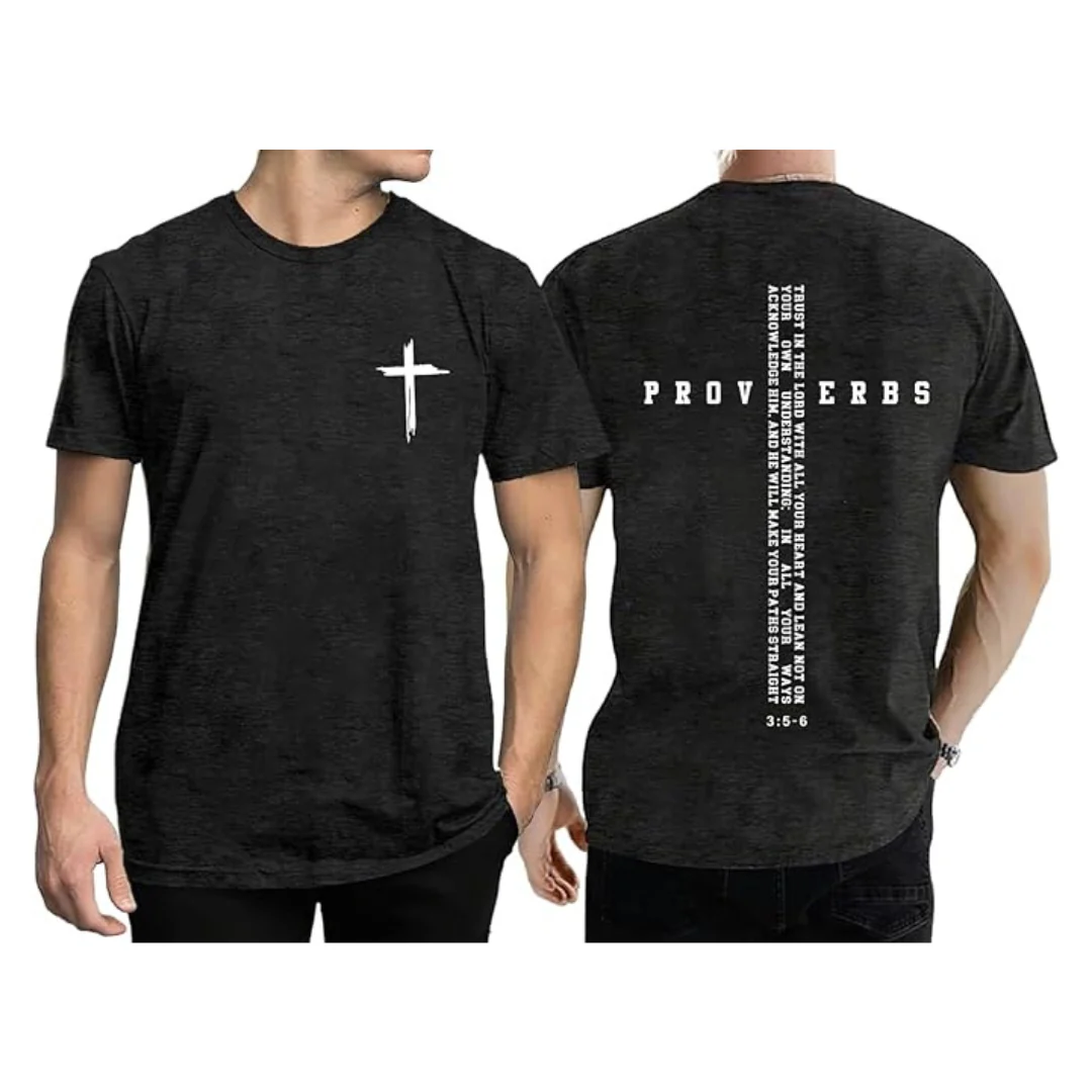 Christian Men's Faith Cross Bible Verse Inspirational Graphic T-Shirt (Various)