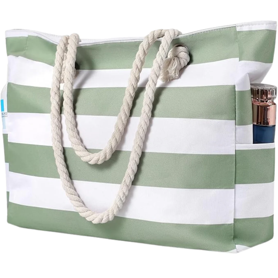 Clothirily Large Waterproof Sandproof Beach Tote Bag W/ Zipper