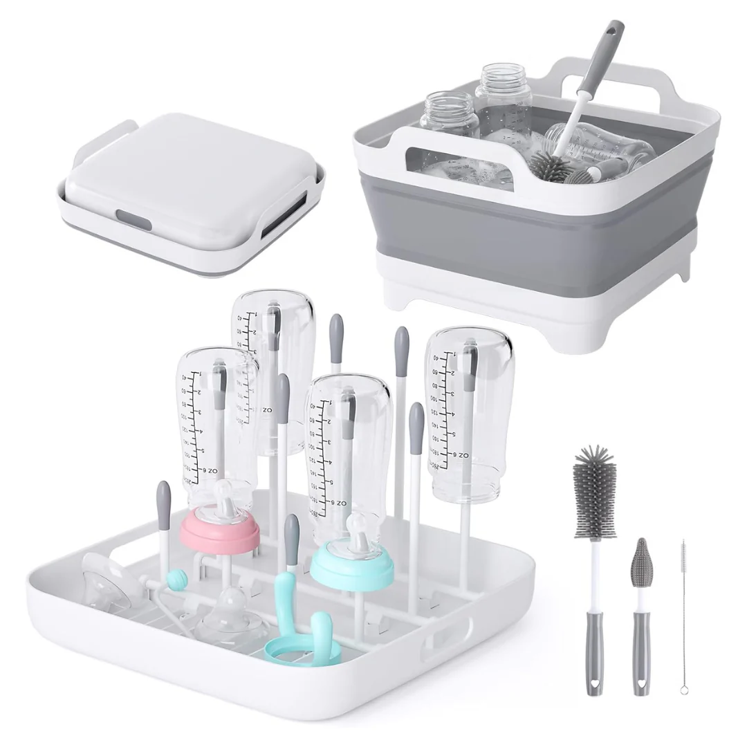 Collapsible Wash Basin 2.4 Gal With Lid & Drying Rack