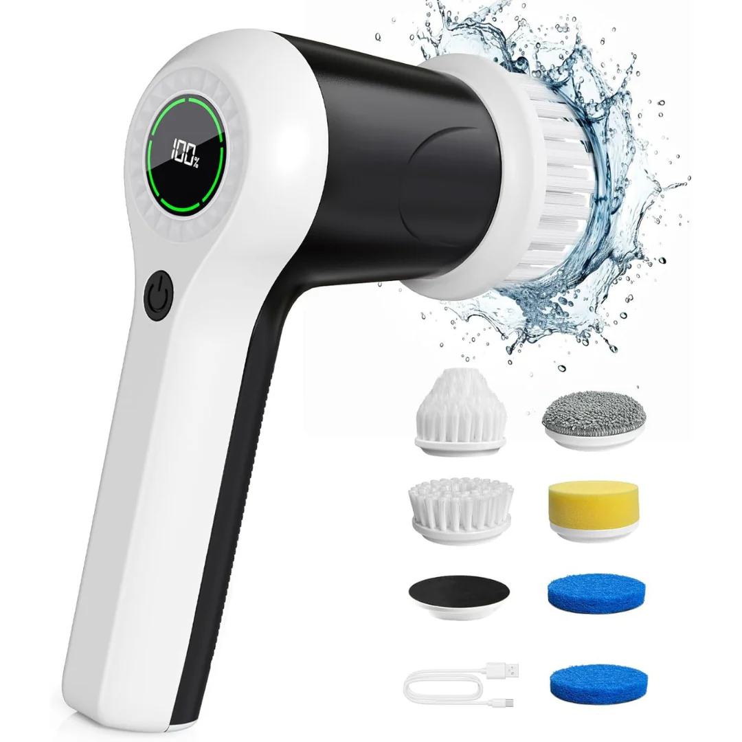 Cordless Electric Cleaning Brush with 6 Replaceable Heads