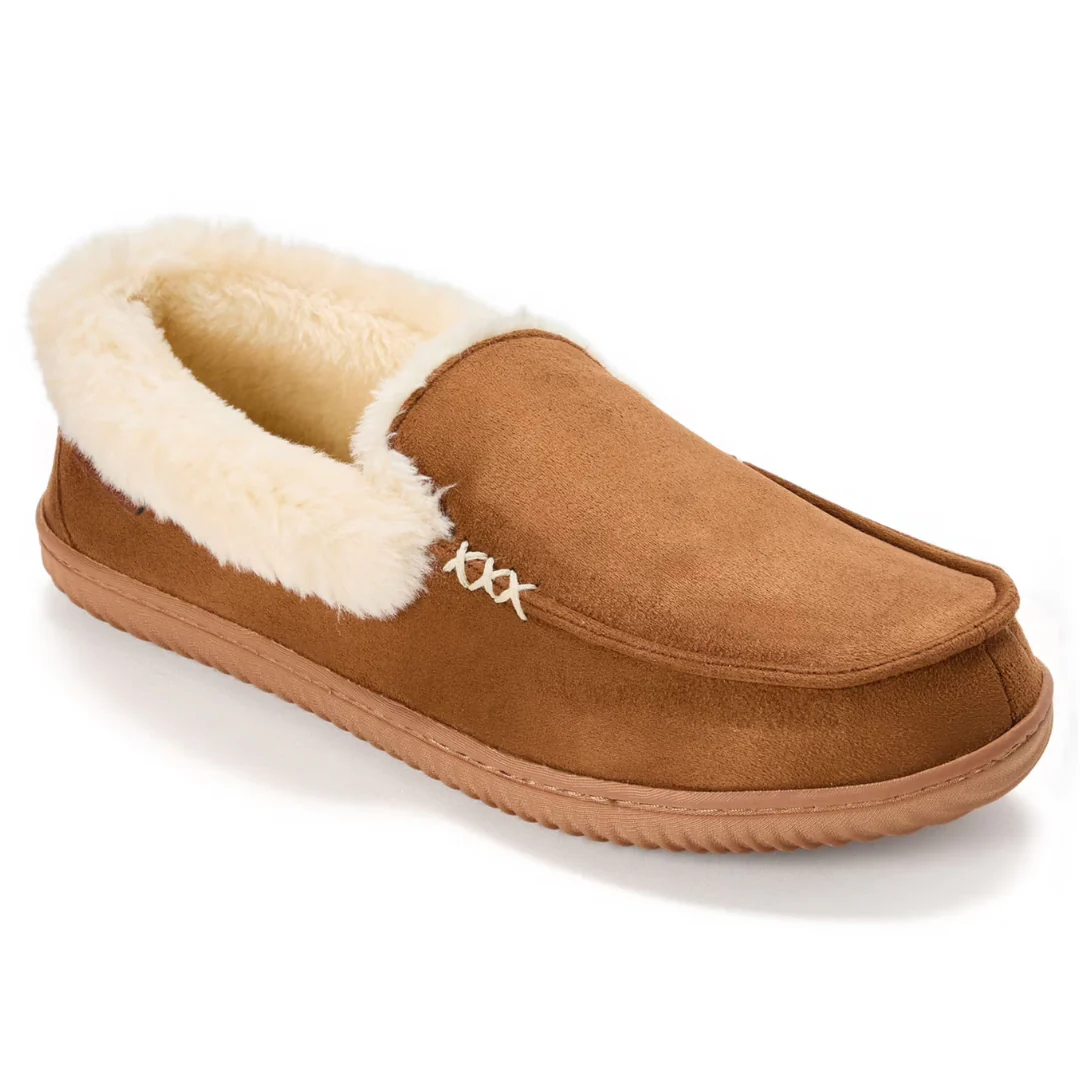 Dearfoams Cozy Comfort Men's Cuffed Moccasin Slippers