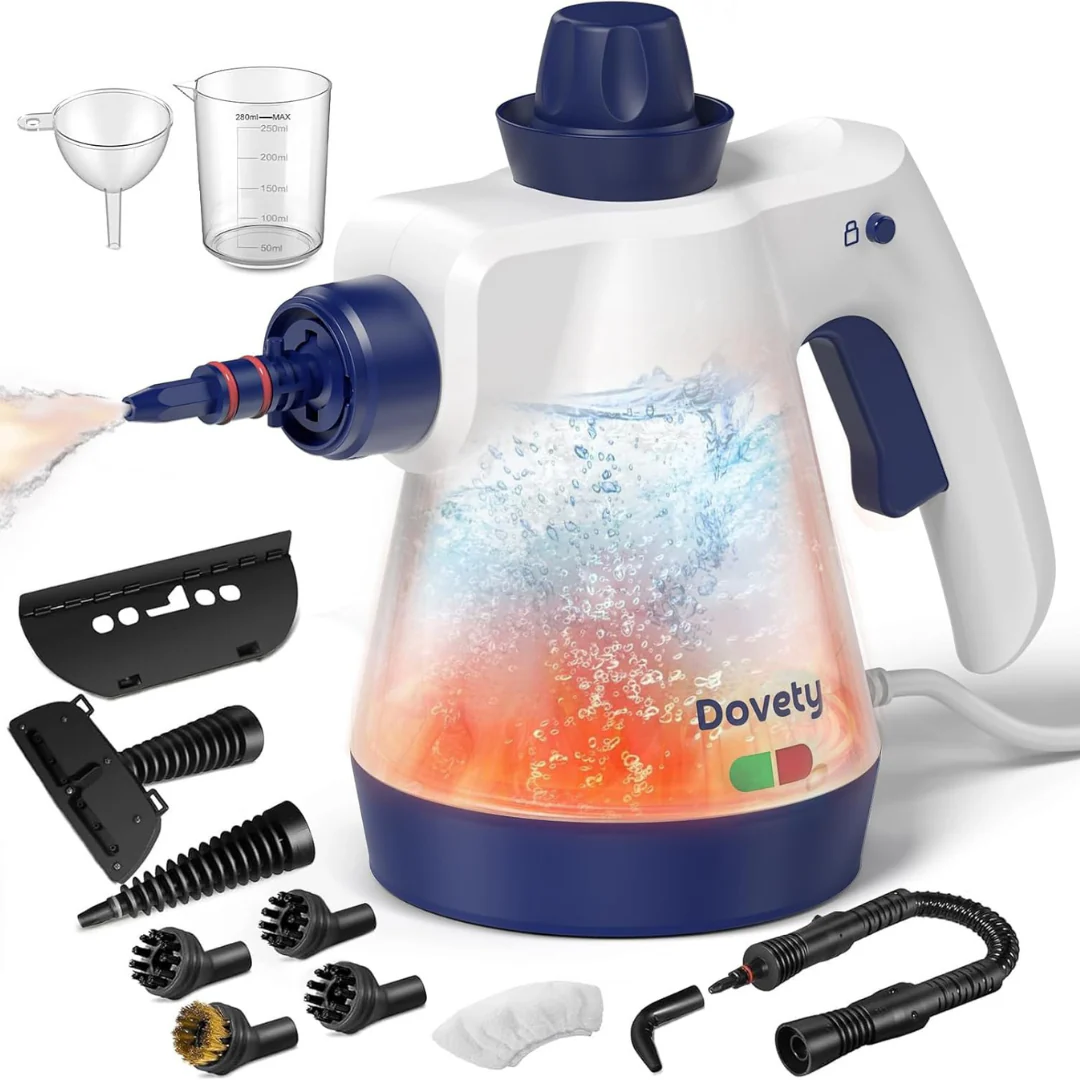 Dovety Pressurized Handheld Steam Cleaner w/ 12-Piece Accessories